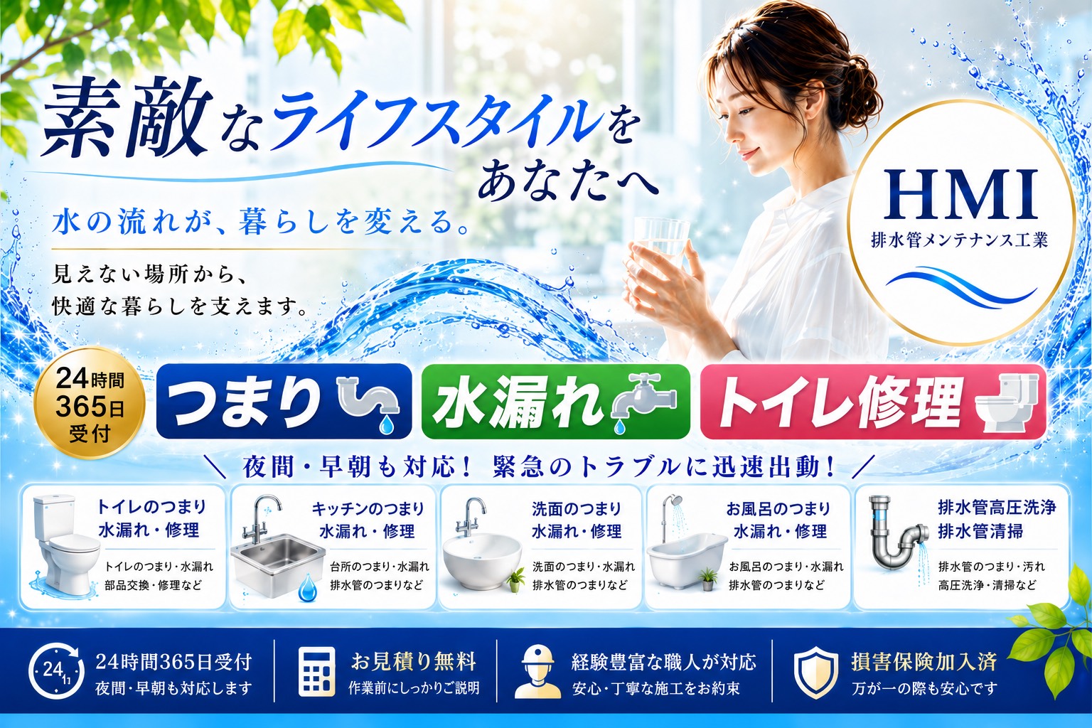 トイレのつまり、トイレ修理、水漏れ修理24時間365日受付
